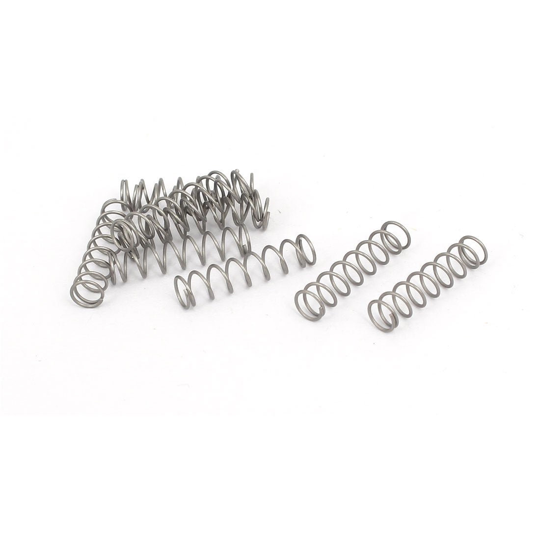 Compression Spring,304 Stainless Steel,5mm OD,0.5mm Wire Size,20mm Free Length,Silver Tone,10Pcs