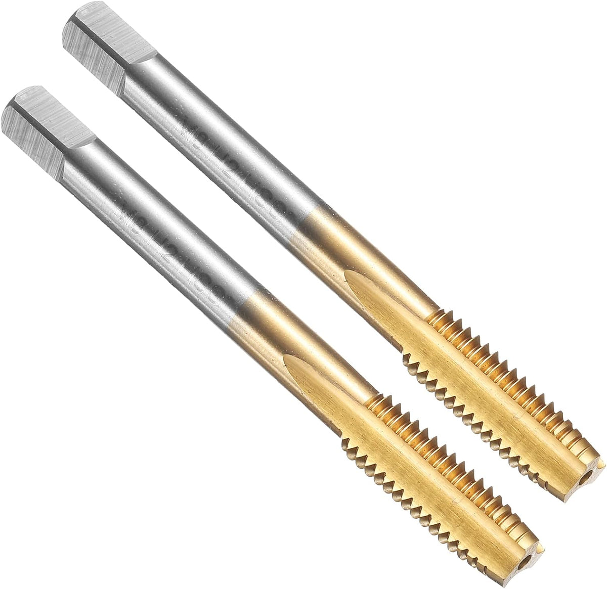 2pcs Straight Flute Thread Taps, M8 x 1.25 Metric Titanium Coated Screw Threading Tapping Tool Thread Milling Machine Taps, High-Speed Steel 6542 (HSS 6542)
