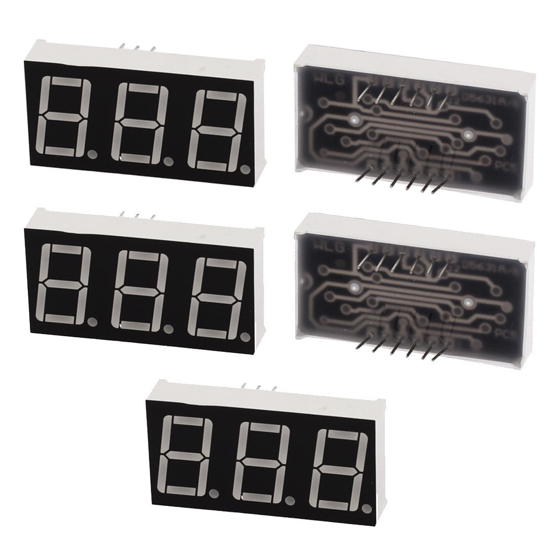 a15111200ux0534 Double Row 12 Pin 7 Segments 3 Digits LED Numeric Display Module, 5 Piece, Blue