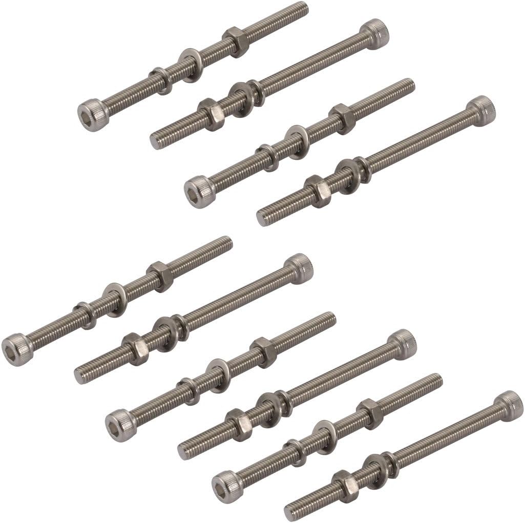 10pcs M5x80mm 304 Stainless Steel Knurled Hex Socket Head Bolts Nuts w Washers
