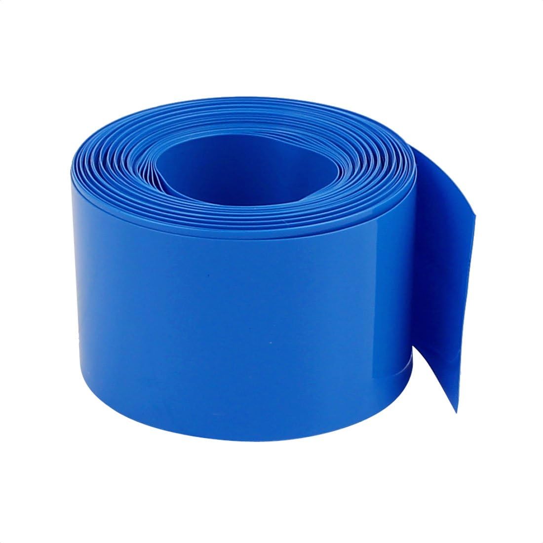 40mm Flat Width 2.1M Length PVC Heat Shrink Tube Blue for 18650 Batteries