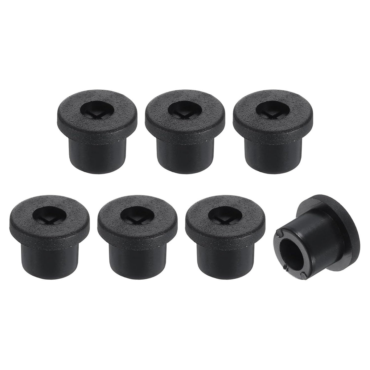 7 Pcs Cable Cord Grommet, 3/8 Inch (10mm) Desk Grommet Flexible Rubber Grommets Wire Hole Cover Pass Through for Office Computer Desk Wire Organizer, Black