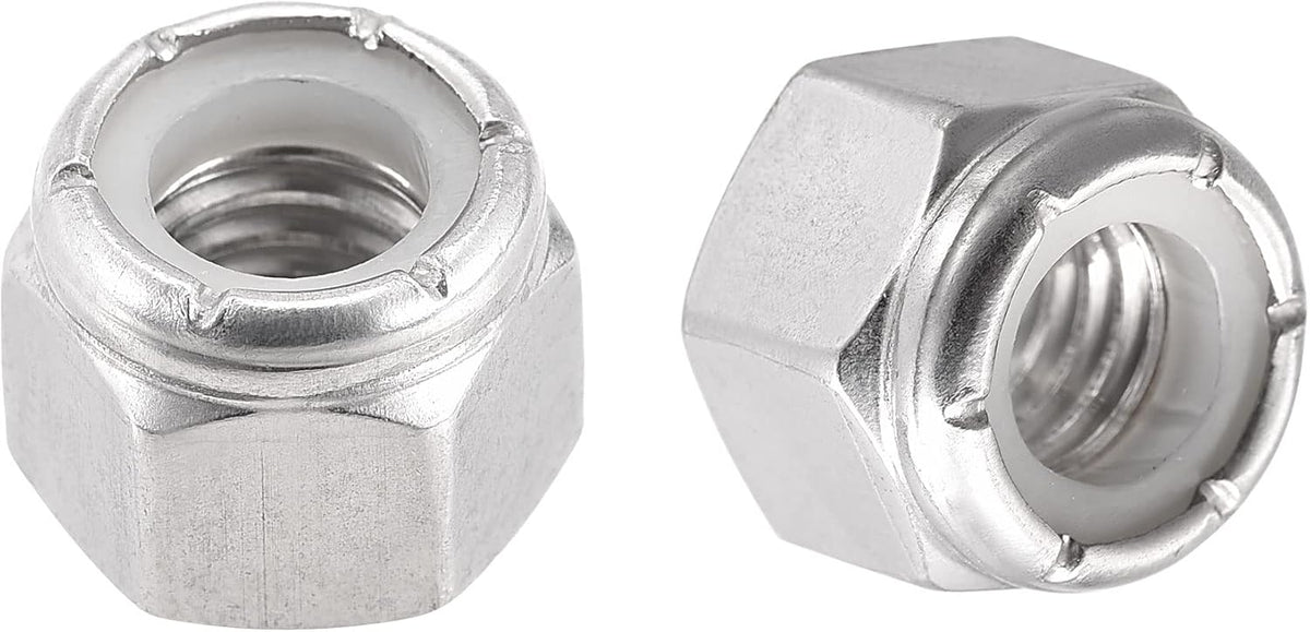3/8-16 UNC Nylon Insert Hex Lock Nuts, 304 Stainless Steel, Plain Finish, 50pcs