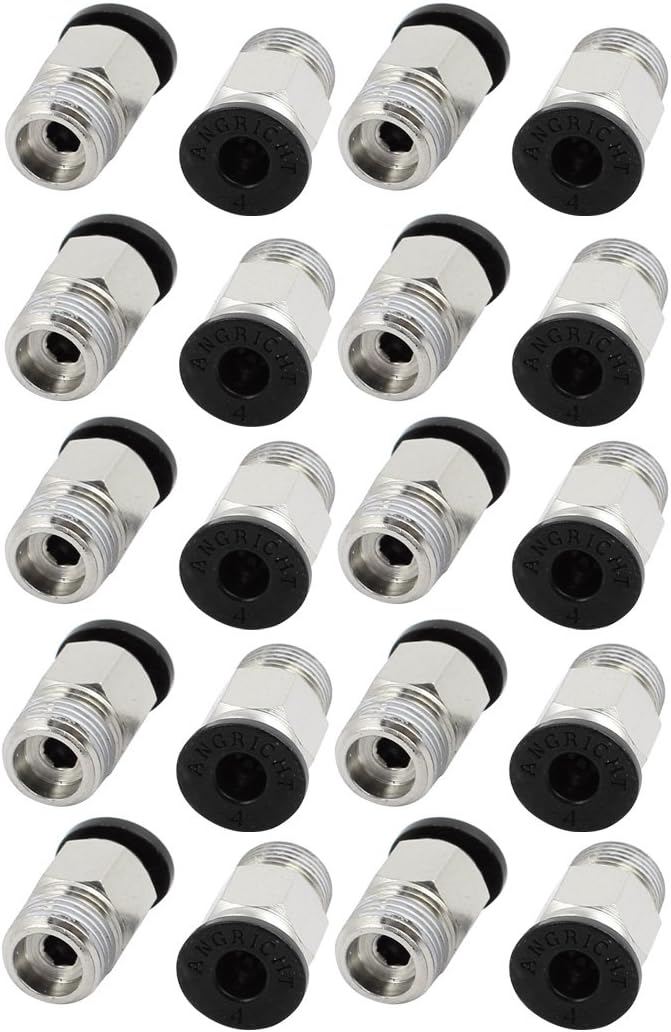 20pcs 1/8" PT Tube 4mm Push in Joint Pneumatic Straight Connector fitting