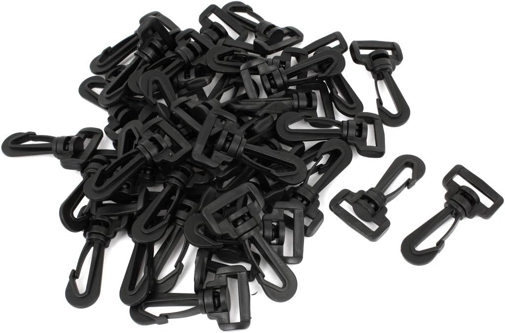 LinkMejor Luggage Belt Strap Black Plastic 1" Swivel Snap Hooks Buckle 40pcs
