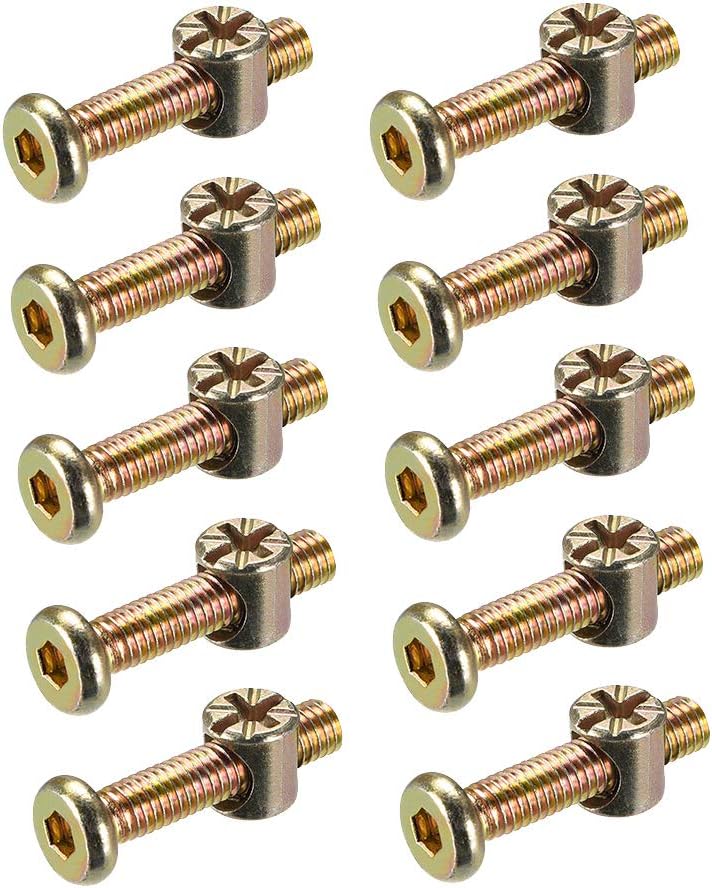 M6 x 30mm Furniture Bolts Nut Set Hex Socket Screw with Barrel Nuts Phillips-Slotted Zinc Plated 20 Sets