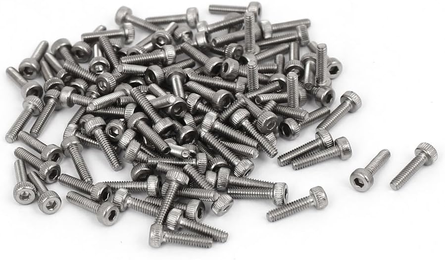 M2 x 8mm 0.4mm Pitch 304 Stainless Steel Hex Socket Head Cap Screw DIN912 120pcs
