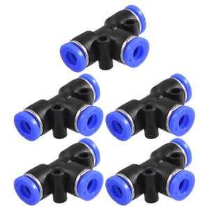 5 Pcs 6mm to 6mm T Style One Touch Fittings Push in Quick Connectors 40mm Length