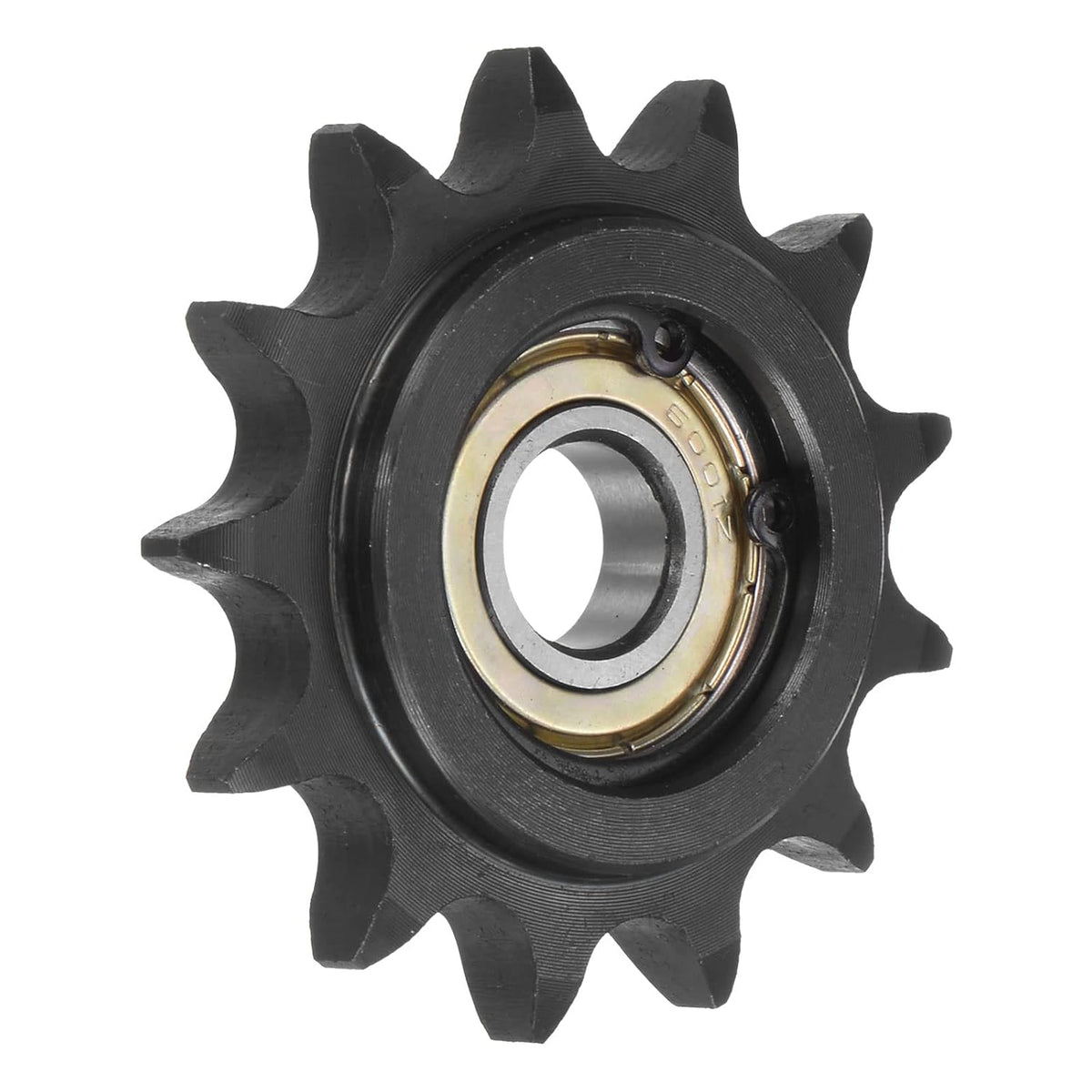 #40 Chain Idler Sprocket, 12mm Bore 1/2" Pitch 13 Tooth Tensioner, Black Oxide Finished C45 Carbon Steel with Insert Single Bearing for ISO 08A Chains
