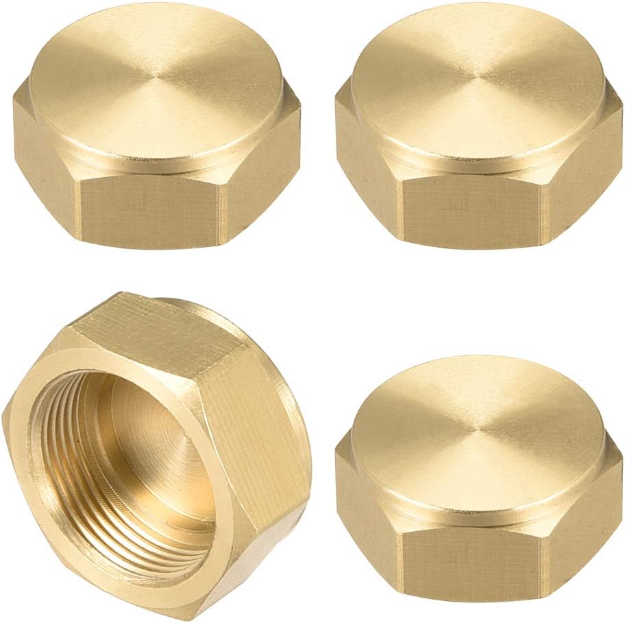 M20x1.0 Pipe Fitting Cap, Brass Hex Female Thread Hose Connector, for Garden and Outdoor Water Pipes Nozzle Joints, 4Pcs