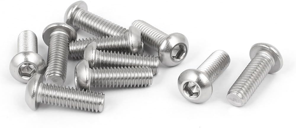 M6x18mm 316 Stainless Steel Button Head Hex Socket Cap Screw Bolt Fastener 10pcs