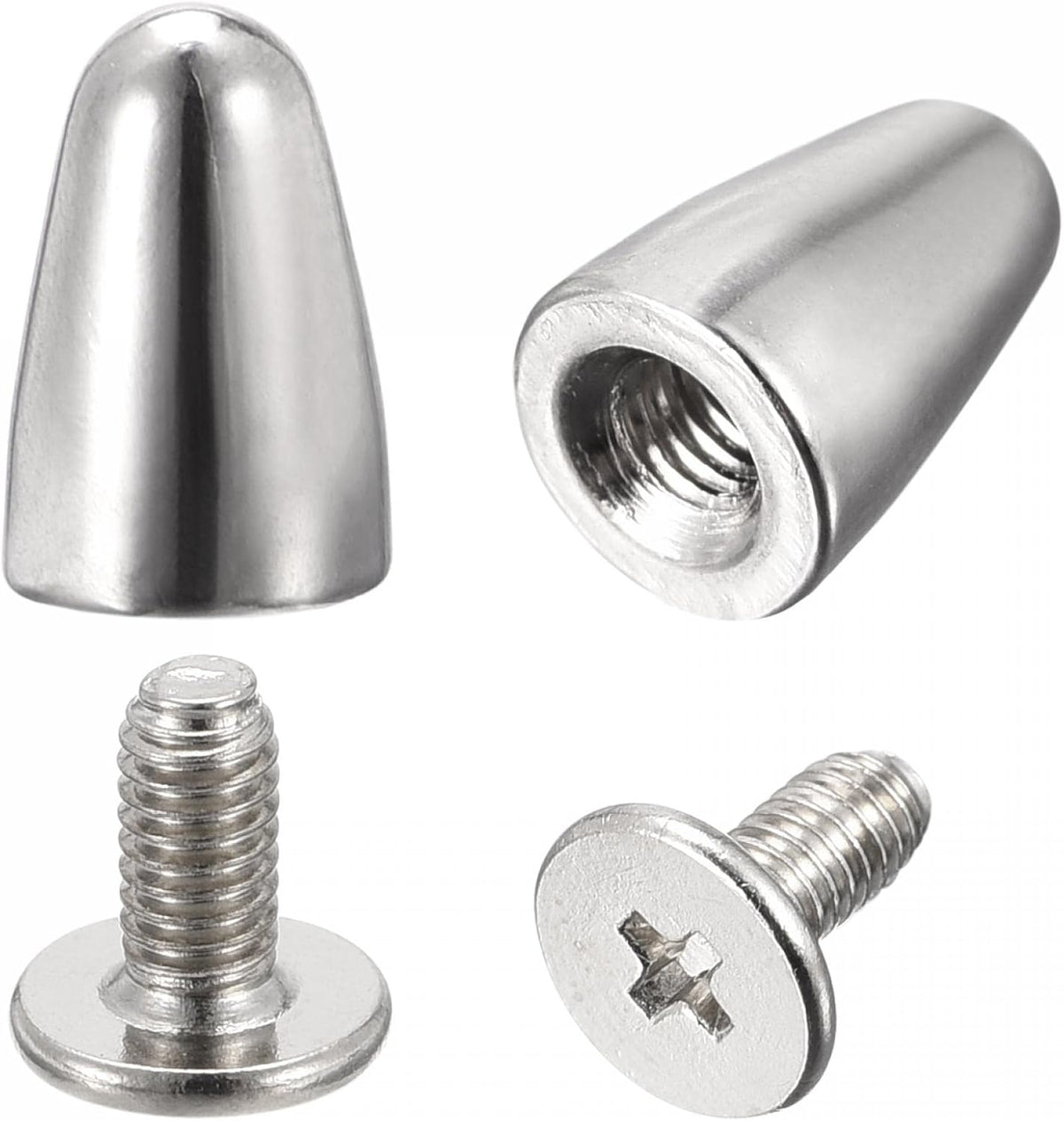 6.3x9mm Screw Back Stud Rivets Spikes Zinc Alloy for DIY Silver Tone 30 Sets