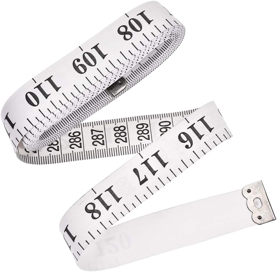 LinkMejor Cloth Tape Measure for Body 300cm 120 Inch Metric Inch Measuring Tape Soft Dual Sided for Tailor Sewing White