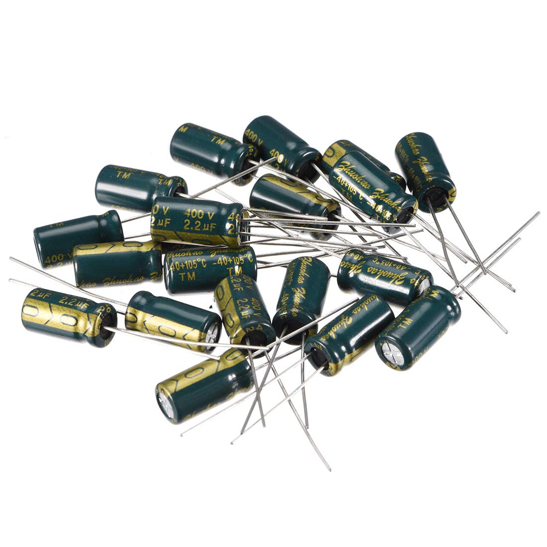 Aluminum Radial Electrolytic Capacitor Low Green with 2.2uF 400V 105 Celsius Life 3000H 6.3 X 12 Mm High Ripple Current,Low Impedance 20pcs