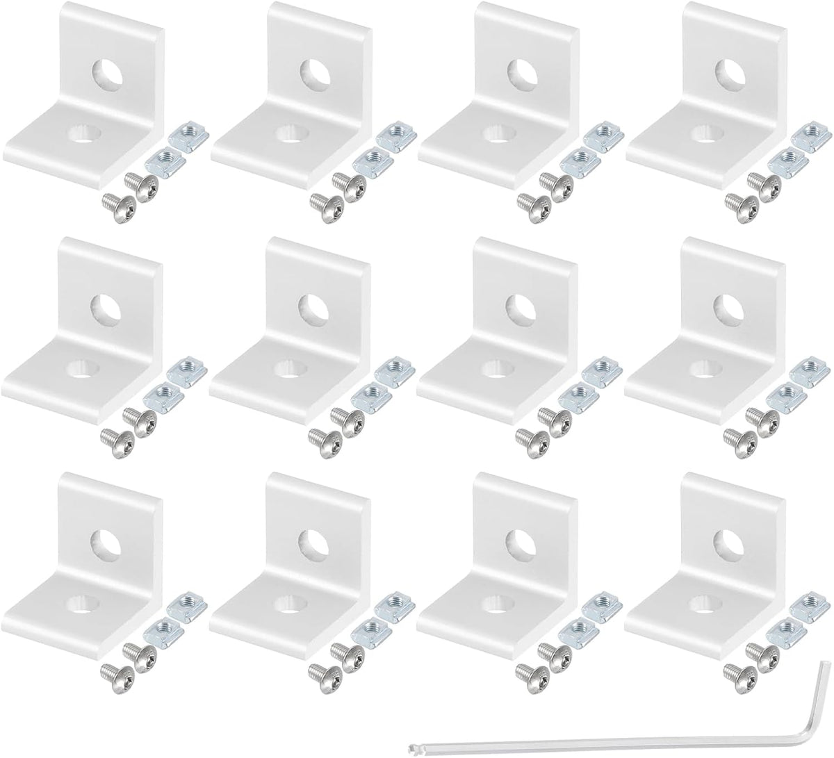 2020A Aluminum Extrusion Profile Corner Bracket, 2 Holes L-Shape Bracket, Right Angle Joint Connectors, Silver, 1 Set