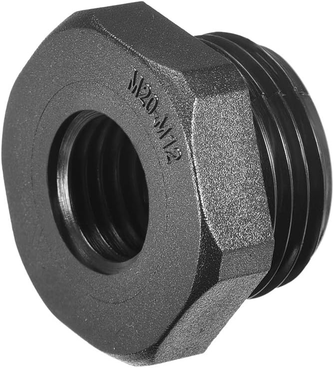 Threaded Reducing Bushings Nylon Connector Adaptor M20 Male Thread to M12 Female Thread Black