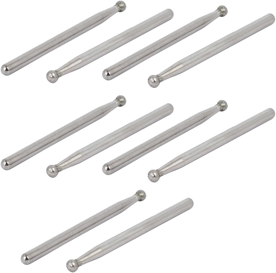 3mm 1/8-inch Shank 3mm Dia Diamond Head Ball Shaped Grinding Mounted Point Bit 10pcs