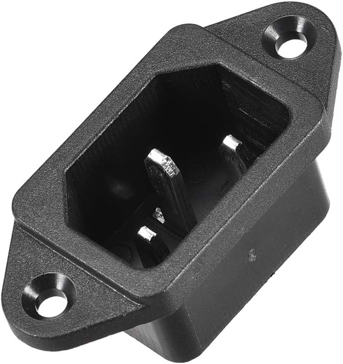 Screw Mount 3 Pins IEC320 C14 Inlet Power Socket AC 250V 10A Black 1Set