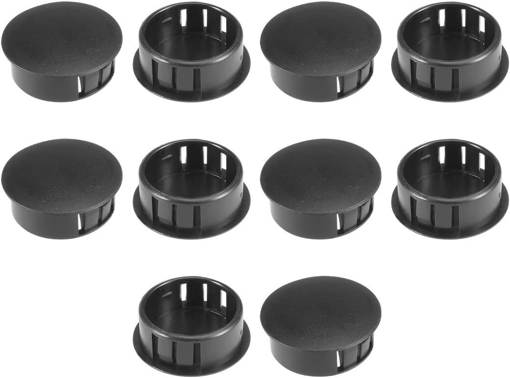 Hold Plugs,10pcs 25mm x 11.5mm Black Nylon Round Snap Panel Locking Hole Plugs Cover
