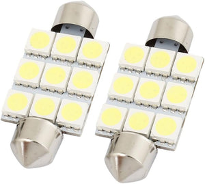 2Pcs 39mm 9-LED White Festoon Dome Light