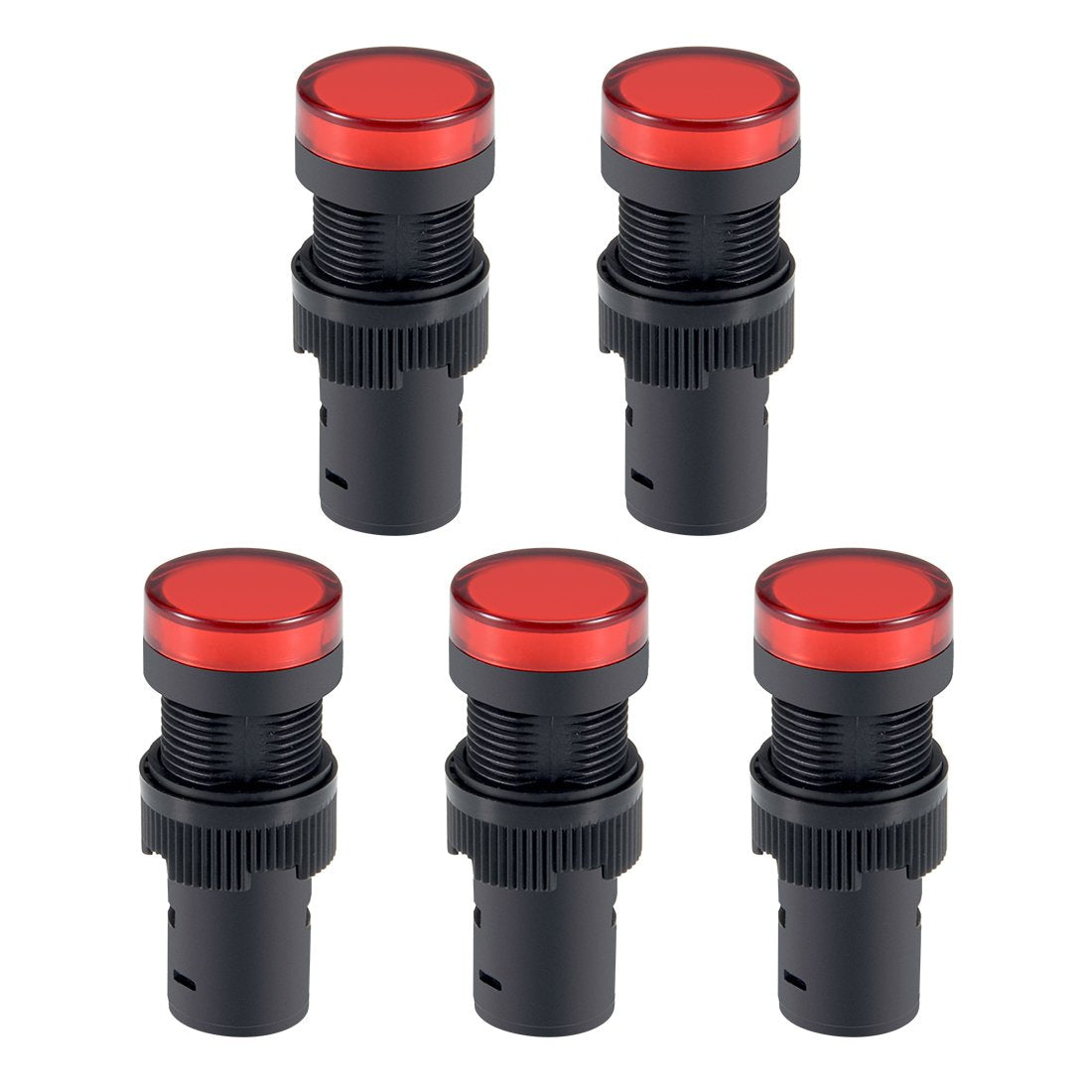 5Pcs Red Indicator Light AC/DC 24V, 16mm Panel Mount, for Electrical Control Panel, HVAC, DIY Projects
