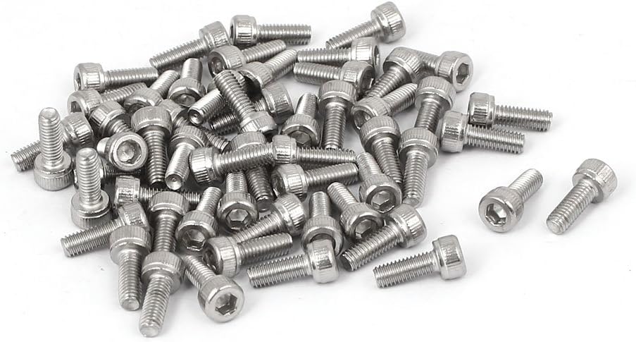 M3x8mm Thread 304 Stainless Steel Hex Socket Head Cap Screw Bolt DIN912 55pcs
