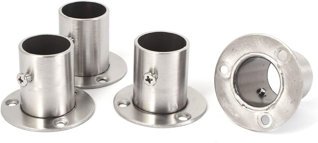 Wardrobe 25mm Tube Stainless Steel Hanging Rail End Support 4pcs
