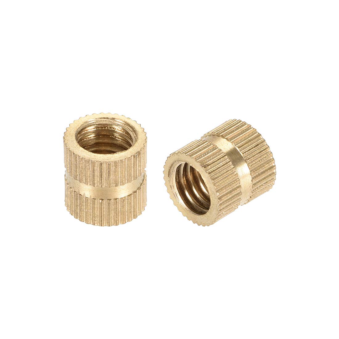 Knurled Insert Nuts, M8 x 10mm(L) x 10mm(OD) Female Thread Brass Embedment Assortment Kit, 5 Pcs