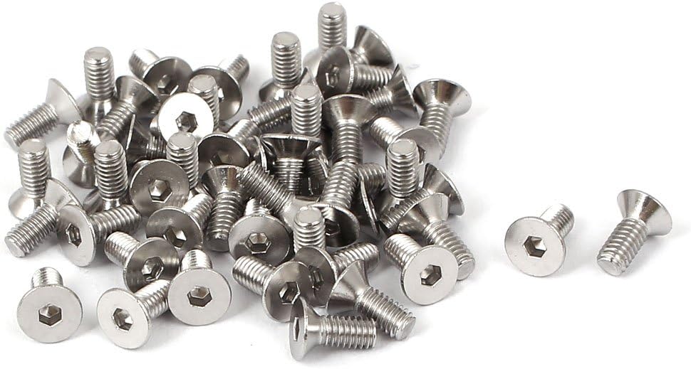 M2.5x6mm Hex Socket Flat Head Countersunk Bolts Screw 50pcs