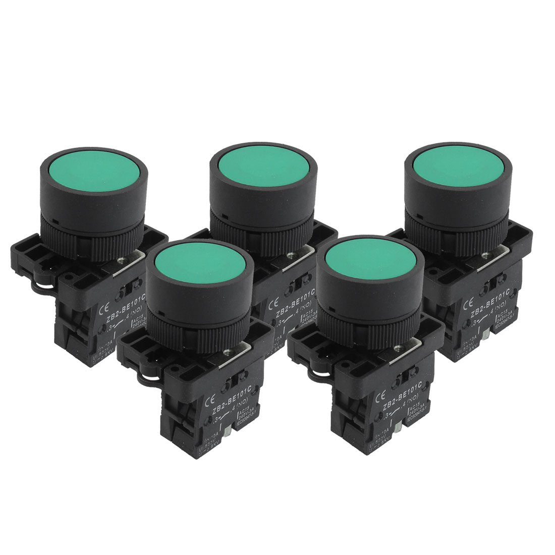 A12082000ux0366 1 NO N/O Green Sign Momentary Push Button Switch, 600V, 10 Amp, ZB2-BE101C, 5 x 22 mm