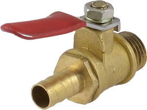 1/4" PT Male Thread to 8mm Hose Barb Red Lever Handle Ball Valve