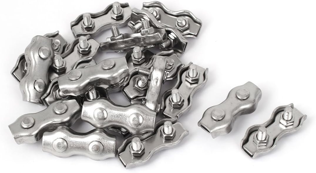 M4 Stainless Steel Duplex 2-Post Wire Rope Clip Cable Clamp 20 Pcs