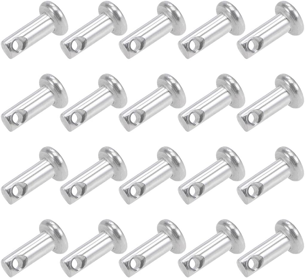 Single Hole Clevis Pins - 3mm X 8mm Flat Head 304 Stainless Steel Link Hinge Pin 20Pcs