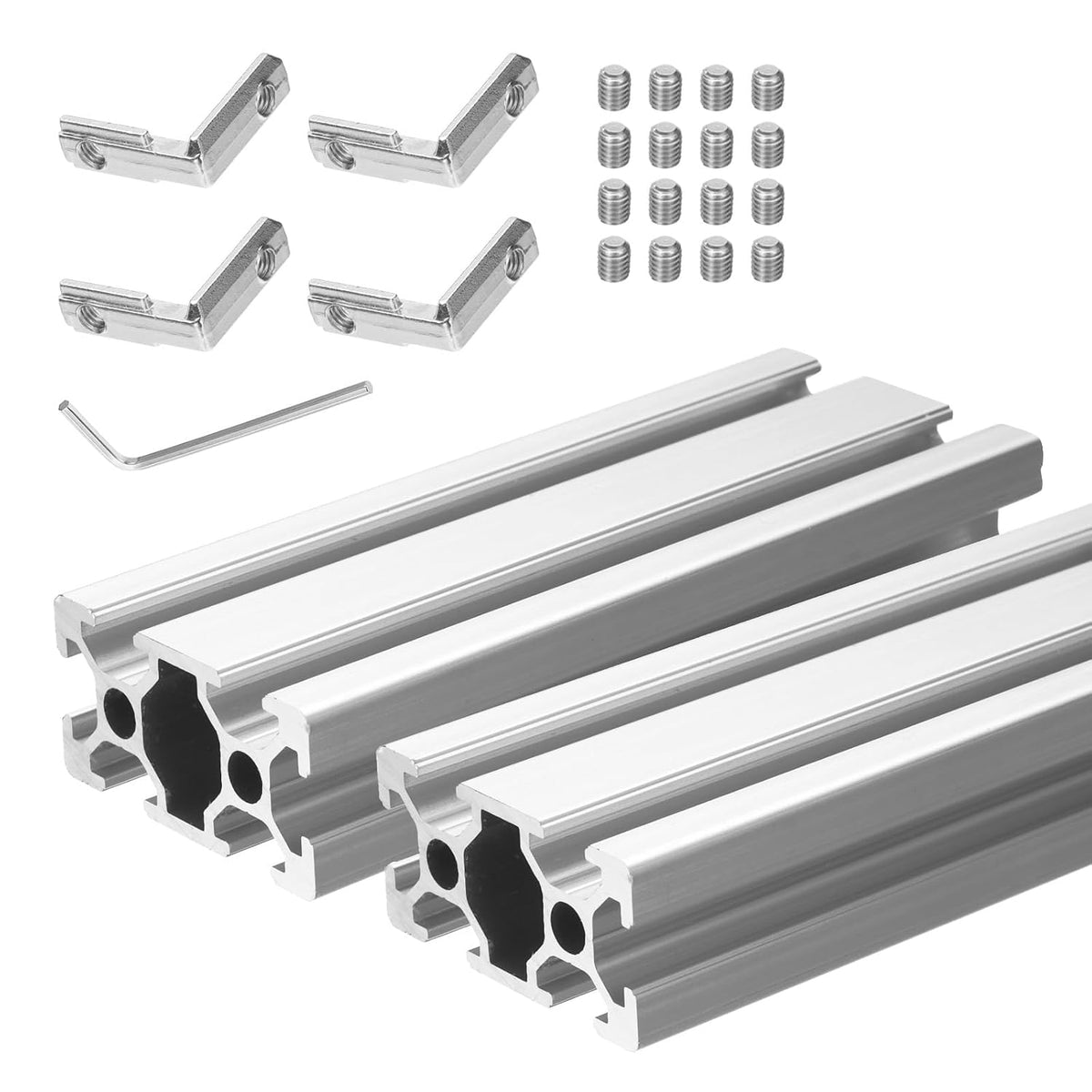 2 Pcs T Slot 2040 Aluminum Extrusion Profile European Standard 100mm x 40mm Linear Rail Extrusion Frame for 3D Printer, CNC, DIY (Silver Tone)