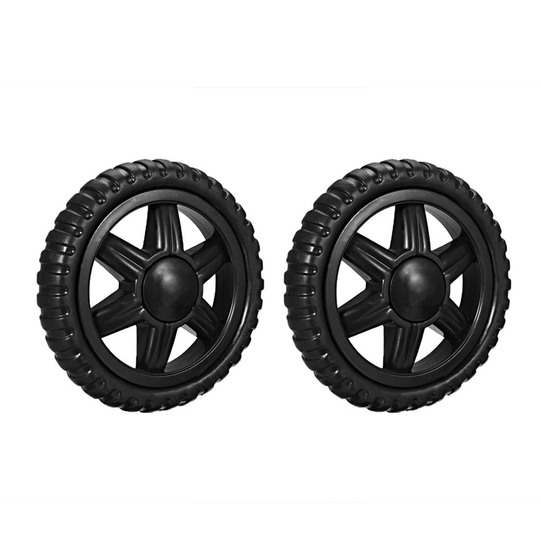 Shopping Cart Wheel Replacement 5 Inch Dia Rubber Foaming Black 2Pcs (Load Capacity 6.6 Lbs Each)