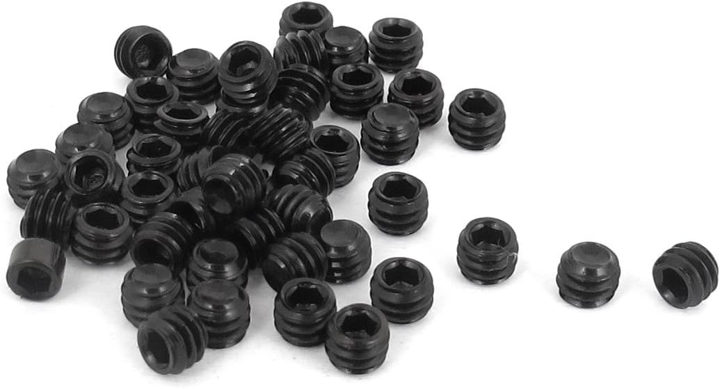 8#x1/8" Alloy Steel Hex Socket Set Cap Point Grub Screws Black for Towel Rack Door Knob 50pcs