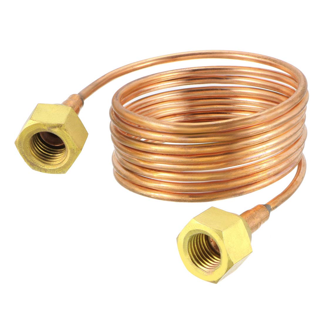 Refrigeration Tubing, 1/8" OD x 4.9Ft Length Copper Tubing Soft Coil with Metal Brass Tube Fitting