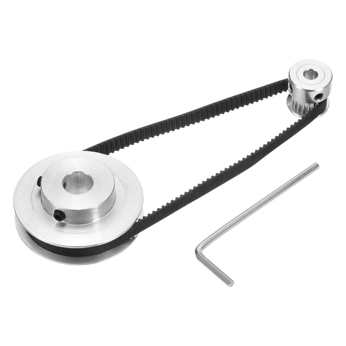 GT-2 Synchronous Wheel 20&48 Teeth 6.35mm Bore, Aluminum Alloy Timing Pulley Wheel with 1Pcs Length 200mm, Width 6mm Belt for 3D Printer, CNC Machine (20-48T-6.35B-6)