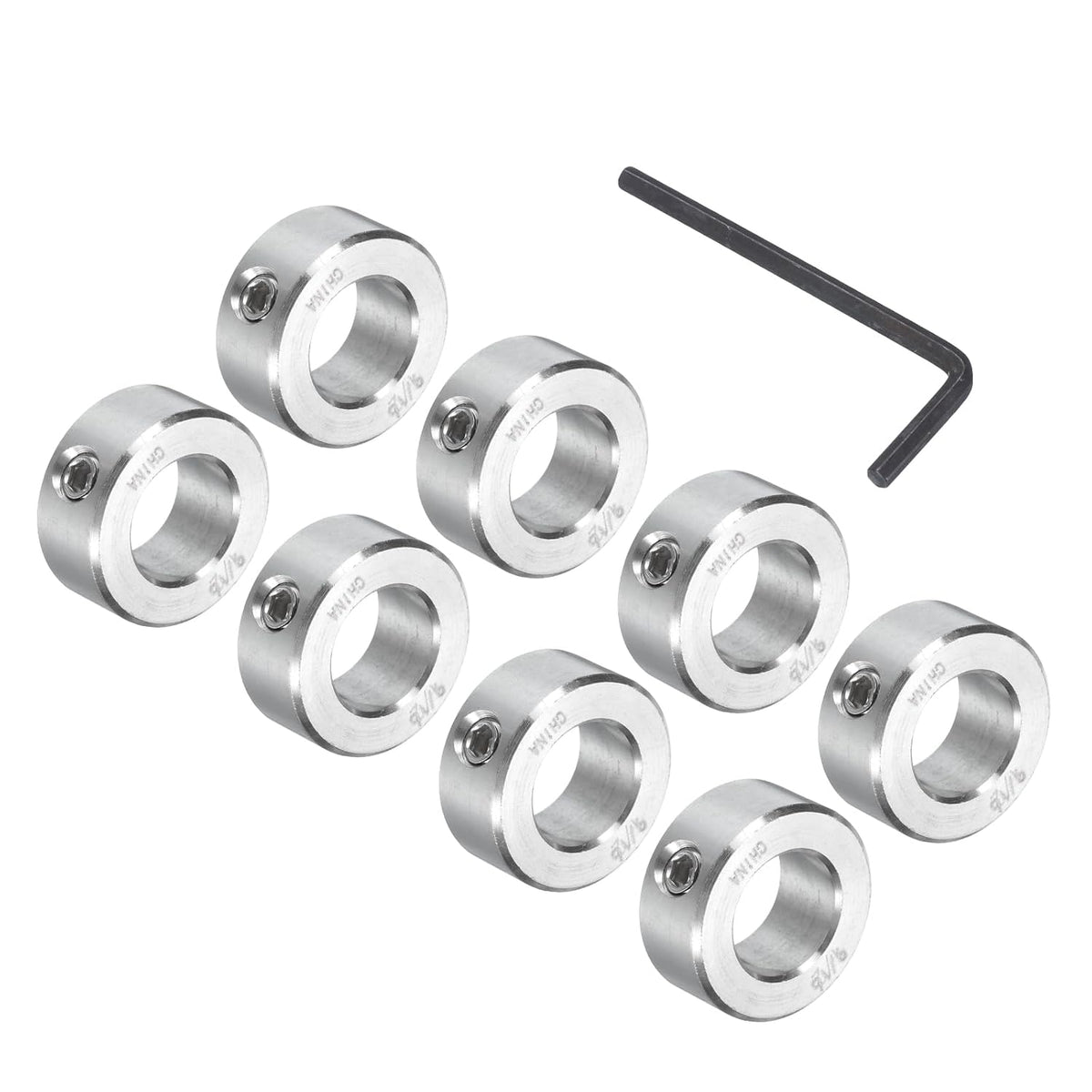 8 Pcs Set Screw Shaft Collar 9/16"Bore, 304 Stainless Steel Shaft Collars, 1"OD, 7/16"Thickness, Axle Collar Clamp with a Hex Wrench