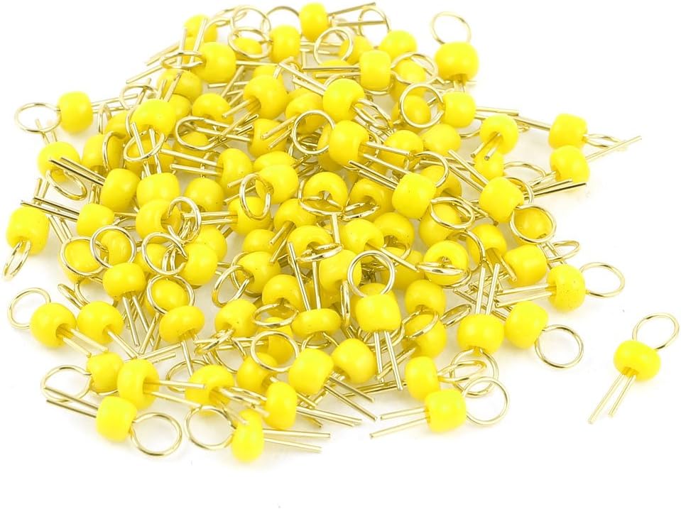 50 Pcs Yellow Ceramic Bead Ring Head Gold Tone Copper PCB Test Pin