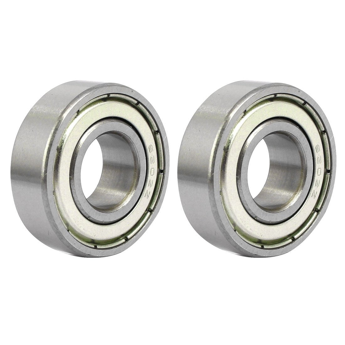 35mmx15mmx11mm Double Shielded Deep Groove Ball Bearing Silver Tone 6202Z 2pcs