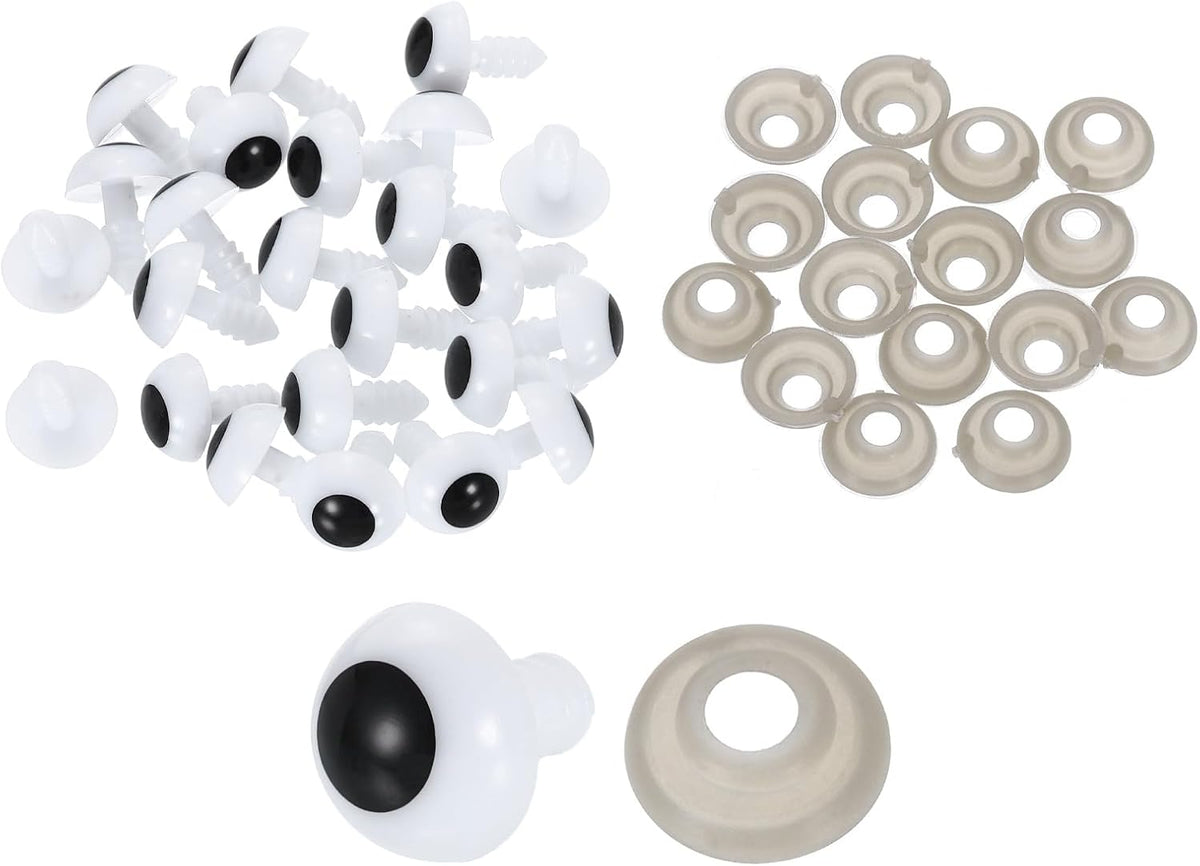 150 Pcs Safety Eyes for Crocheting, 12mm Plastic Crochet Eyes Round Craft Eye with Washers for DIY Arts Crafts Stuffed Animals Bears Making, White
