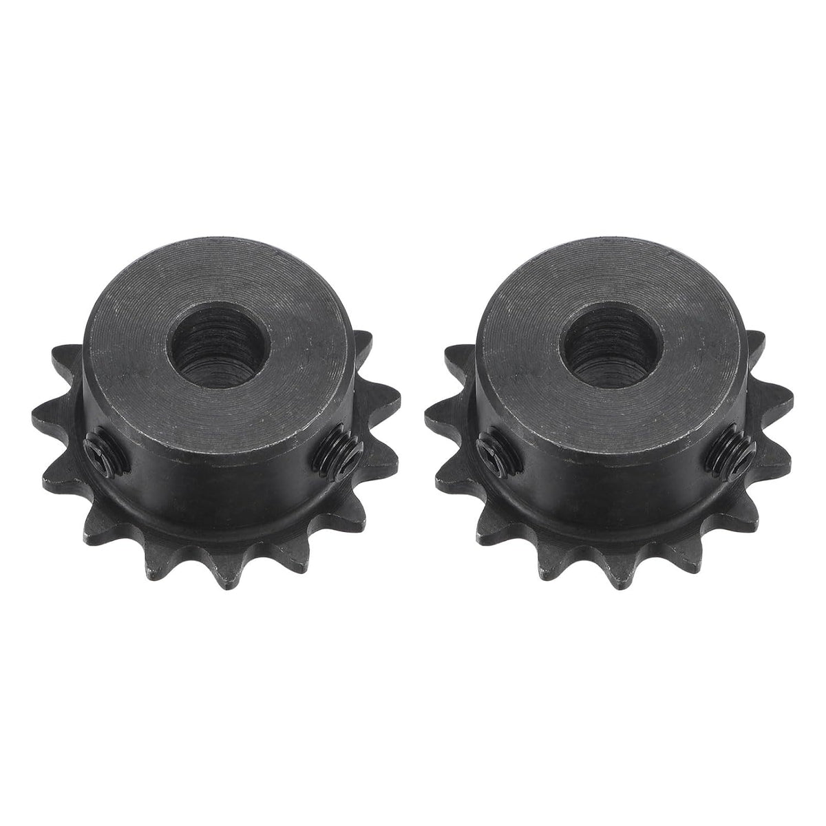 #25 Chain Roller Sprocket, 8mm Bore 1/4" Pitch 15 Tooth Single Strand Chain Sprocket, C45 Carbon Steel 25 Roller Chain Sprocket with Set Screws for ISO 04C Chain, 2Pcs