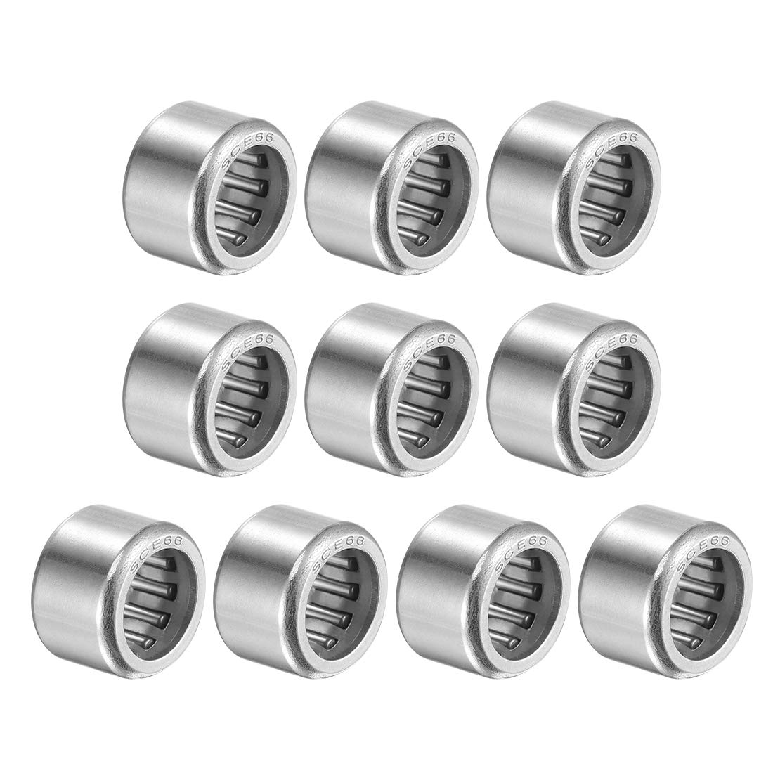 SCE66 Needle Roller Bearings 3/8-inch Bore 9/16-inch OD 3/8-inch Width Chrome Steel Open End 10pcs