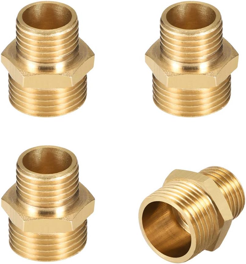 Brass Male to Male Straight Pipe Reducing Hex Fitting G1/4 x G3/8 Male Connector 4pcs
