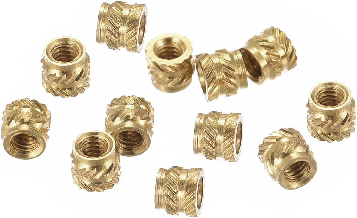 Knurled Insert Nut M2 x 3mm L x 3.5mm OD Female Thread Brass Embedding Nut 180 Pcs