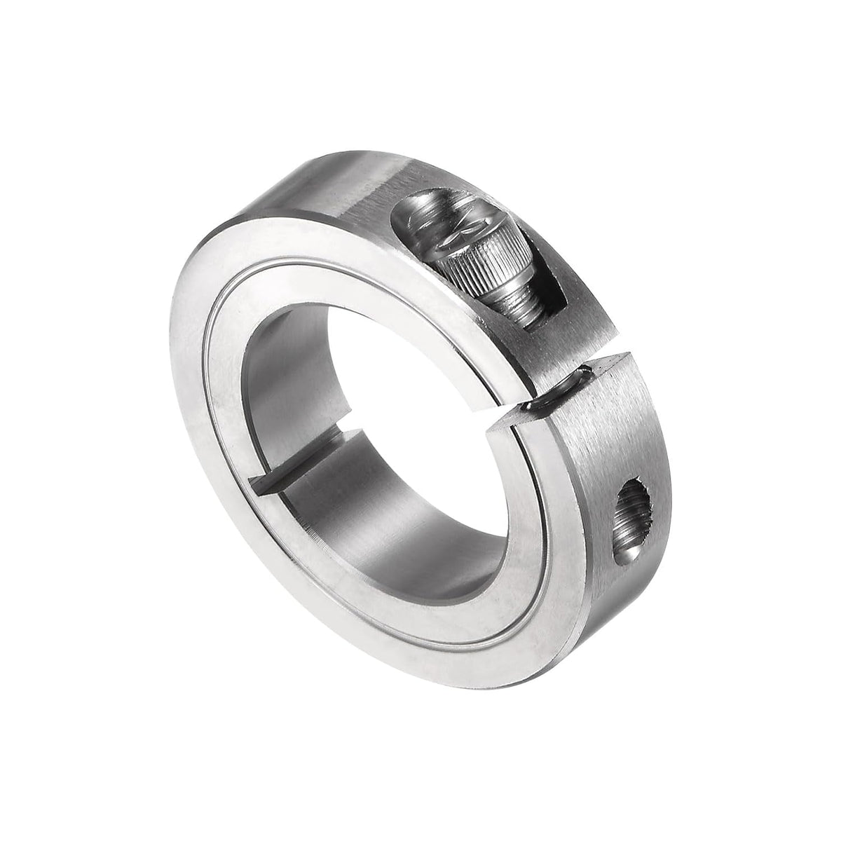 Single Split Clamp-On Shaft Collar 1-1/4" Bore One-Piece Clamping Collar, 2-1/16" OD, 1/2" Width, 304 Stainless Steel Axle Collar Clamp, Set Screw Style