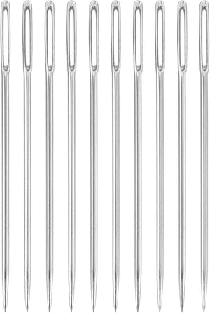30 Pcs Large Eye Sewing Needles, 1.65 Inch 1.05mm High Carbon Iron Embroidery Thread Needle Sewing Big Eye Needle Knitting Needles for Hand Sewing Art Crafts, Silver
