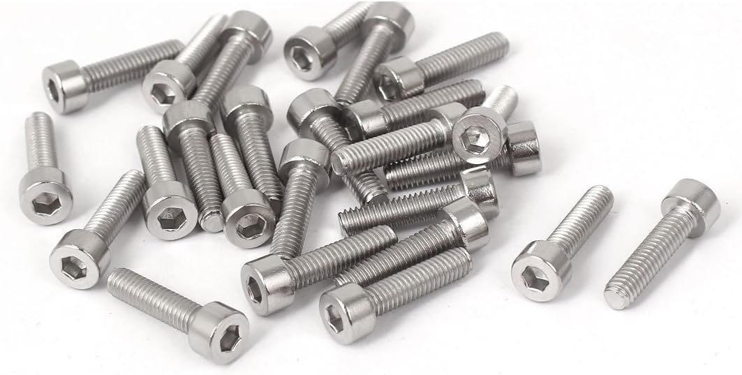 M4x16mm 20mm Length 316 Stainless Steel Hex Socket Head Cap Screws Bolts 25 Pcs