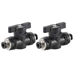 Pneumatic Ball Valve, Push to Connect, 4mm Inner Diameter, for Air Flow Control, Plastic Zinc Alloy Black 2Pcs